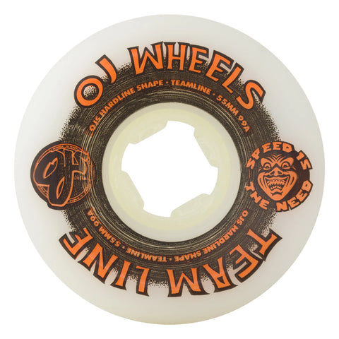 55mm Team Line Original White Black/Orange Hardline 99a OJ Skateboard Wheels