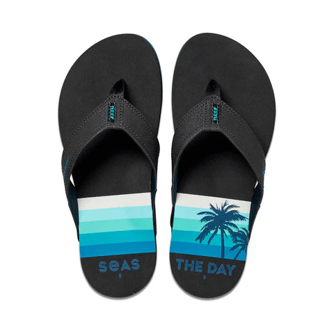 Men's Reef Newport Flip Flops-Seas the Day Black