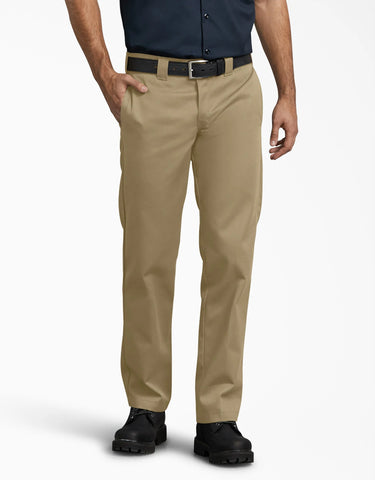 DICKIES Slim Fit Straight Leg Work Pants, Military Khaki (WP873CH)